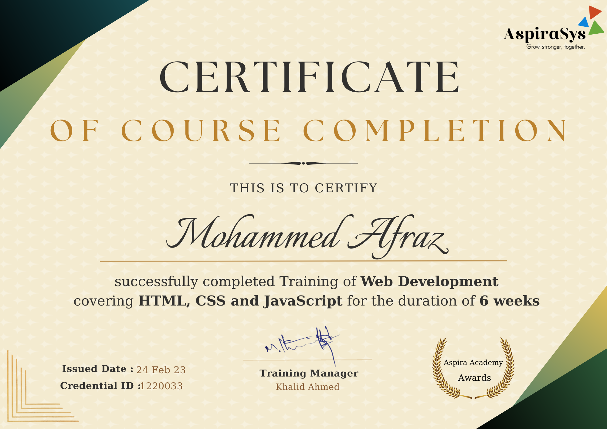 web-mudassir Certificate